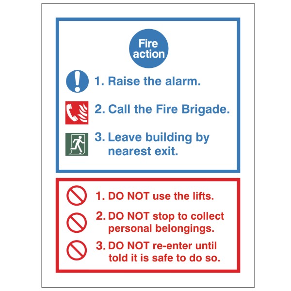 Fire Action Notice Sign 150mm x 200mm